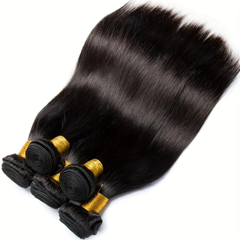 4 Bundles Straight Hair Bundles 4 Pieces 100% Human Hair Extensions For Women 8 10 12 14 Inch Brazilian Virgin Straight Human Hair Bundles Weavings For Women