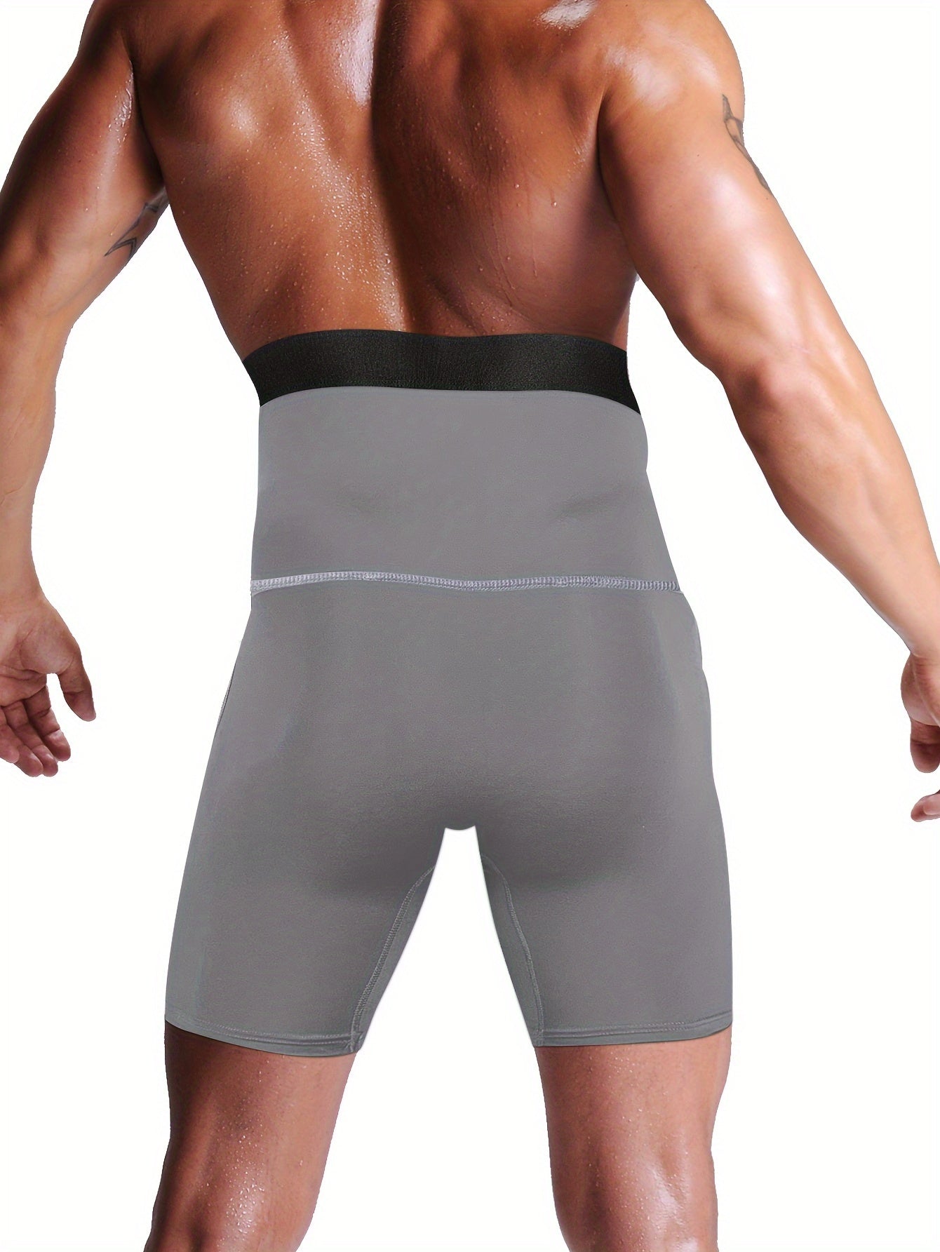 1pc Men's Compression Shapewear, High Waist Tummy Control Slimming Bodysuit Long Leg Underwear