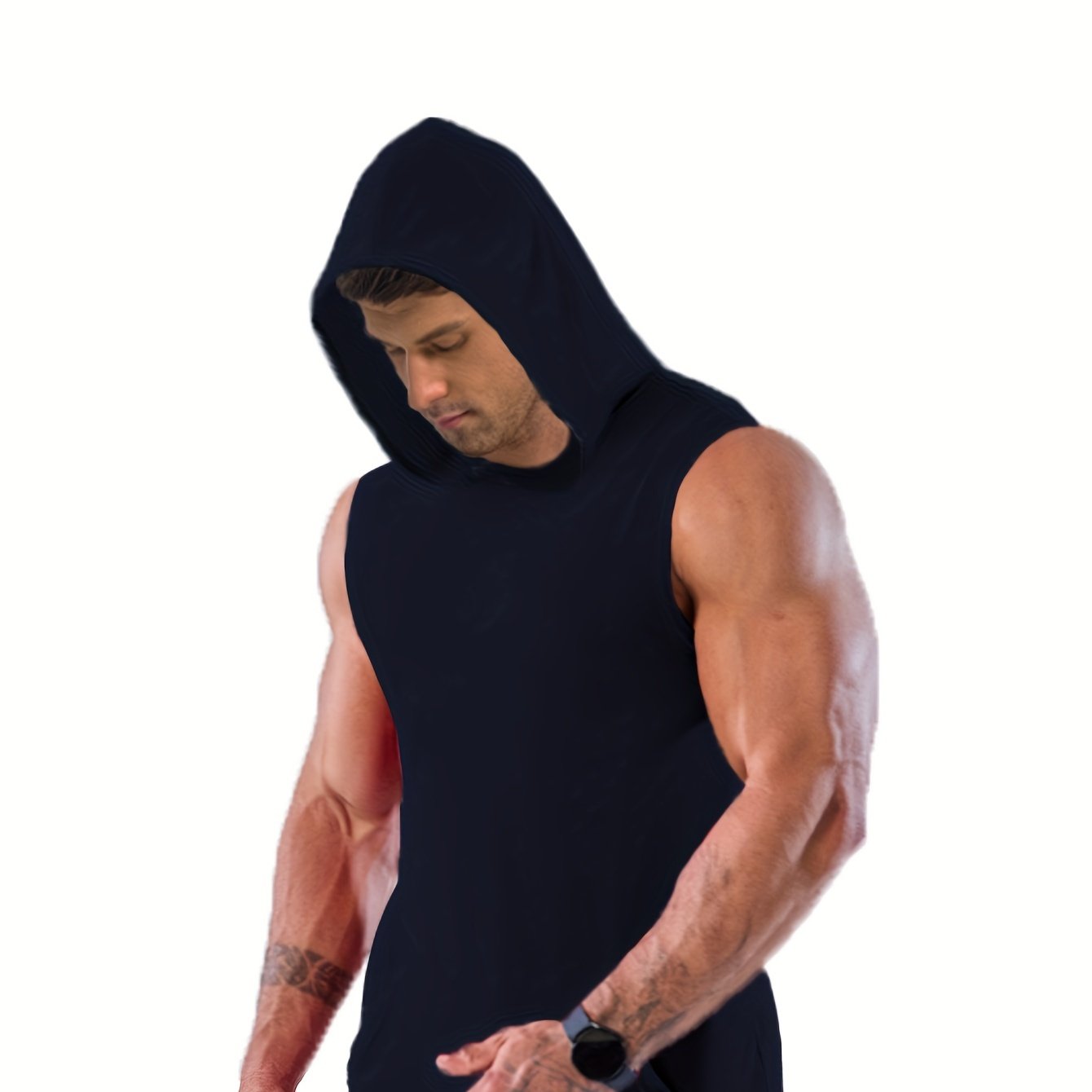 Les Hoodies sans manche solides des hommes plus de taille pour des sports, débardeur à capuchon occasionnel de mode pour l'été, les vêtements des hommes