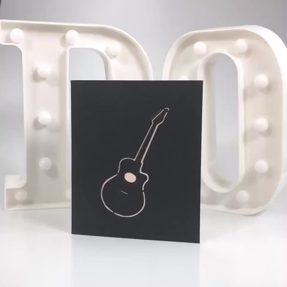 3D Guitar Greeting Card Birthday Card Creative Hand-carved Paper Card Gifts Graduation Holiday Message Card