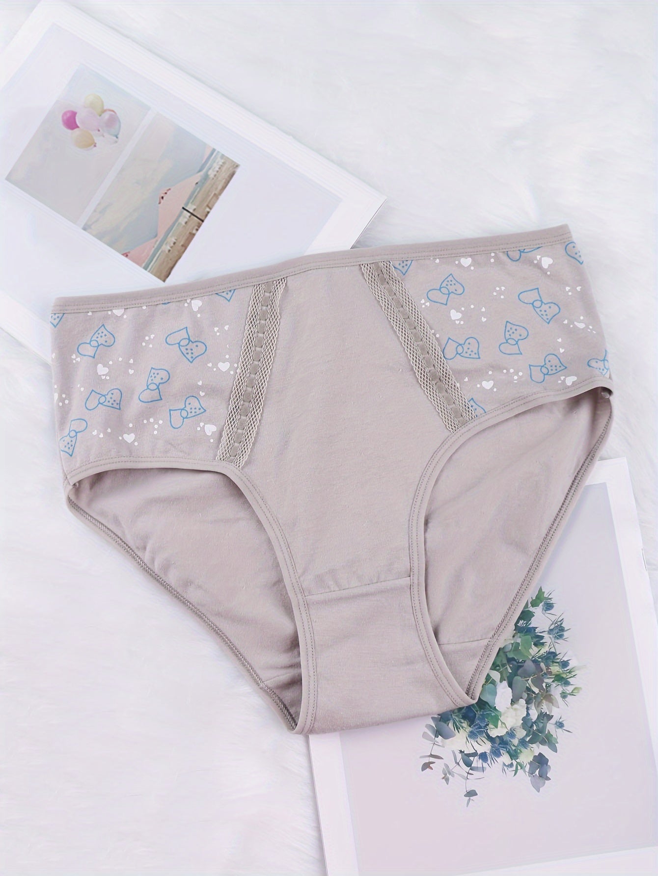 6pcs High Waist Print Briefs, Comfy & Breathable Stretchy Intimates Panties, Women's Lingerie & Underwear