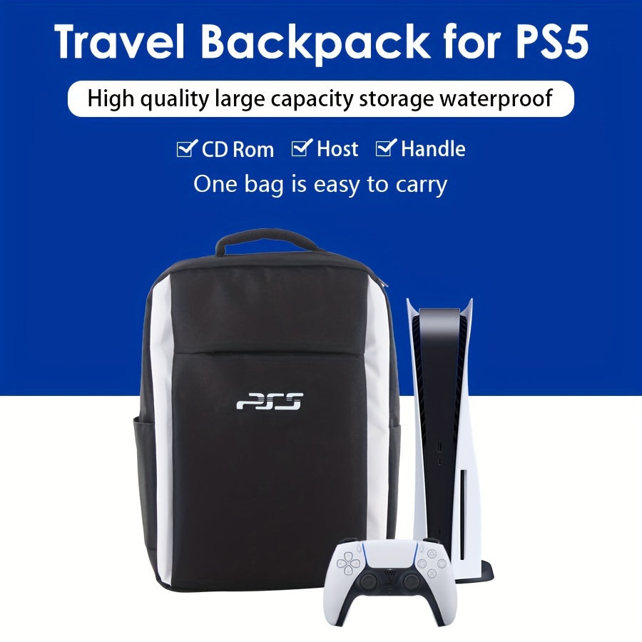 Mochila de viaje para consola PS5, accesorios, bolsa de almacenamiento de funda protectora compatible con consola Sony PlayStation 5, auriculares, discos de juego, para controlador PS5, estación de carga, regalo de Navidad para fanáticos del juego