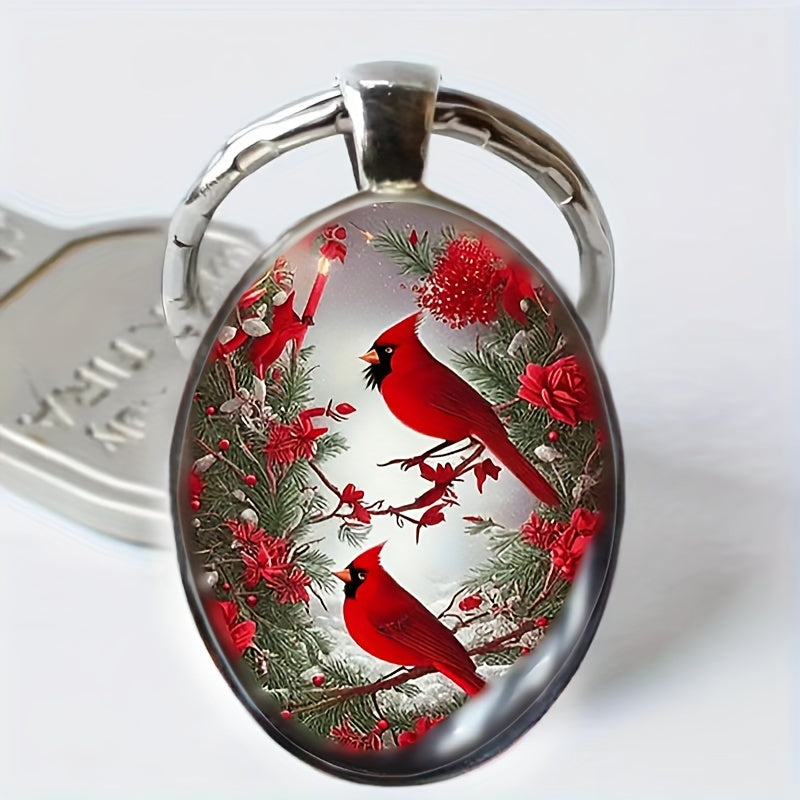 Cardinal Bird Keychain Cute Alloy Key Chain Ring Purse Bag Backpack Charm Accessories Jewelry Gift