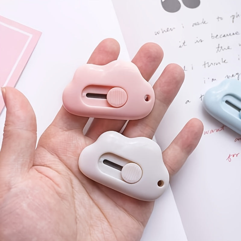 (3pcs\u002Fset)Cute Cloud Color Mini Portable Utility Knife Paper Cutter Cutting Paper Razor Blade Office Stationery (Blue,Pink,White)