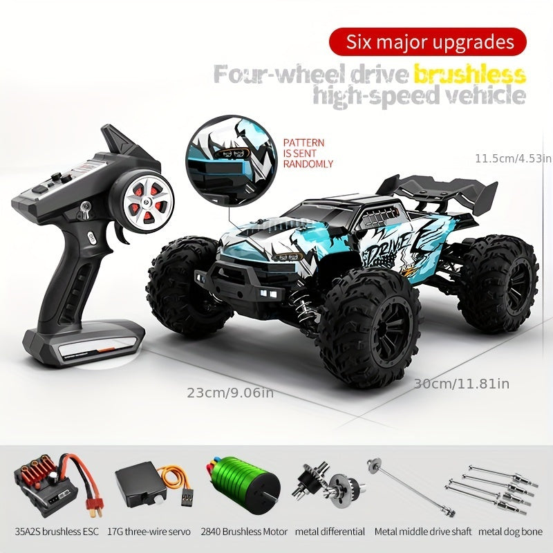 Carro 4WD sem escova .1:16 Carro RC rápido com controle remoto de alta velocidade. Brinquedo para carro de hobby para caminhão off-road para todos os terrenos.