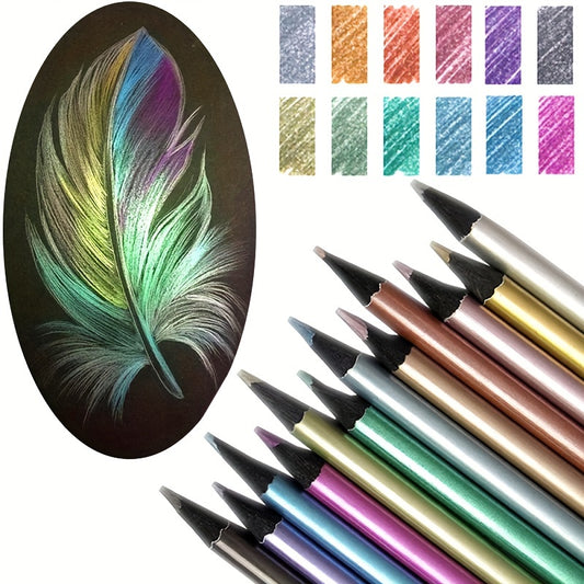 24 Vibrant Metallic Colored Pencils - Unleash Your Creativity with These Art Supplies!