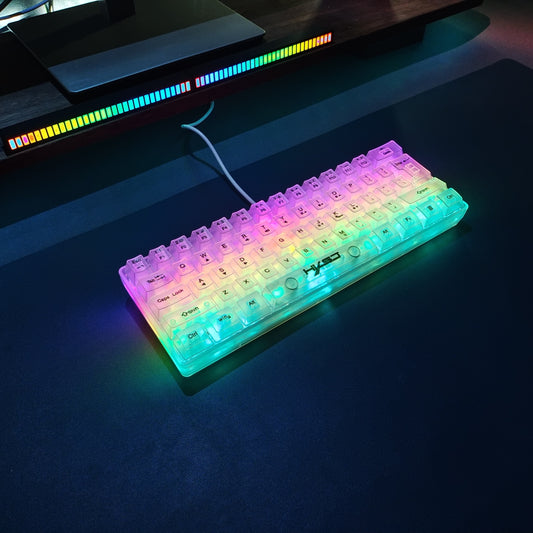 Film Transparent Membrane Wired Keyboard, 61 Keys With Detachable TYPE-C Cable, RGB Backlight, Suitable For Office And Gaming