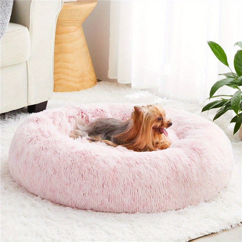 Calming Dog & Cat Bed, Anti-Anxiety Donut Cuddler Warming Cozy Soft Round Bed, Fluffy Faux Fur Plush Cushion Bed For Small Medium And Large Dogs And Cats (16\