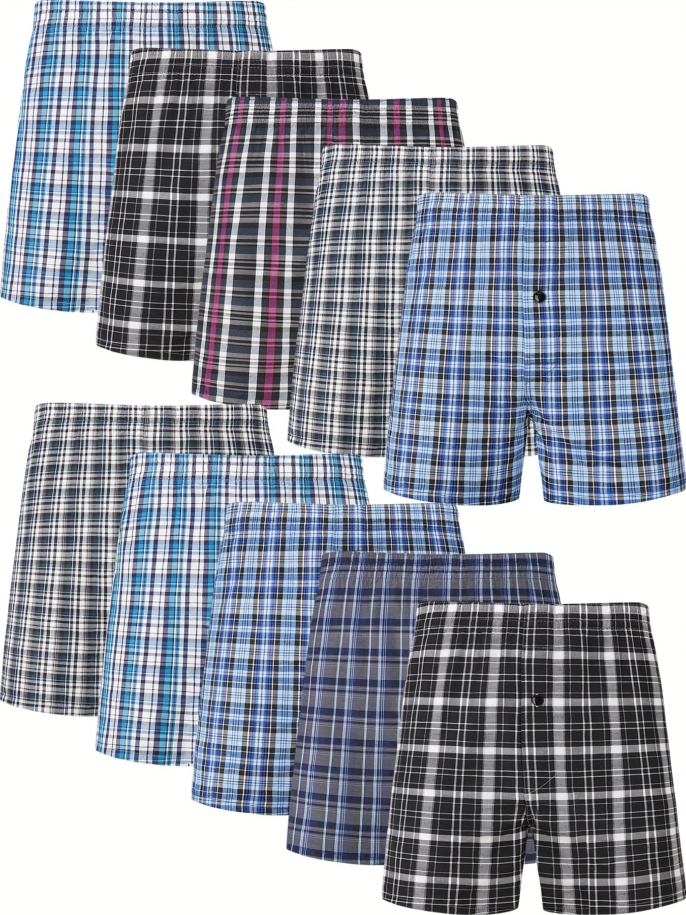 JupiterSecret 6\u002F10 Pcs Men's Woven Boxer Shorts Elastic Waistband Random Color