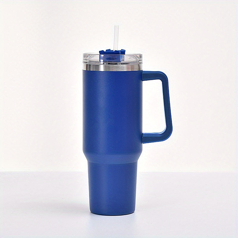 1pc, Tumbler mit Deckel und Stroh, 40oz Edelstahl Thermal wasser flasche mit Griff, tragbare Trinkbecher, für Auto, Heim, Büro, Sommer trinkwaren, Reise zubehör, Küchen artikel zu Hause, Geburtstags geschenke, Schul bedarf