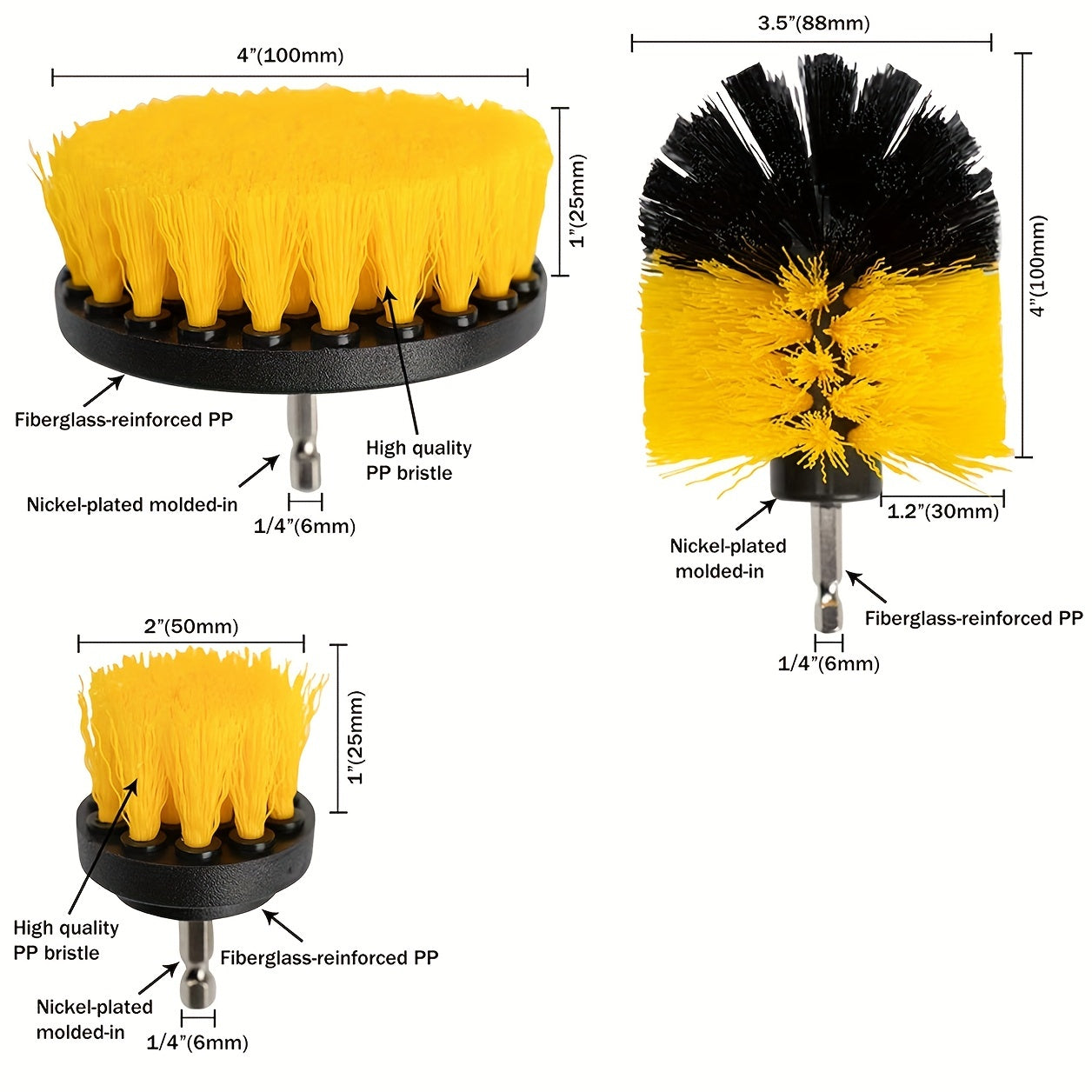 Conjunto de acessórios de escova de broca de 7 unidades, kit de ferramentas de escovas de limpeza para lavagem de purificador elétrico, escova de broca multifuncional com extensão para piso de argamassa, azulejo de chuveiro de banheira, banheiro, superfíc