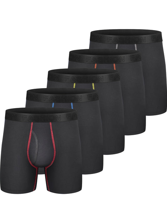 5pcs Hommes Boxer Slip Stretch Coton Respirant Confortable Sous-vêtements