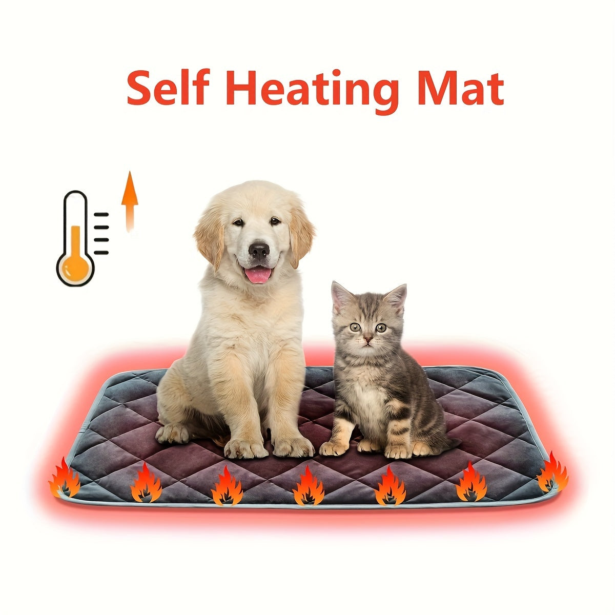 Self Heating Mat, Self Warming Dog Cat Bed, Self Heating Cat Dog Mat, Extra Warm Thermal Pet Pad For Indoor Outdoor Pets With Non-Slip Bottom Washable Grey\u002Fbrown\u002Fblue