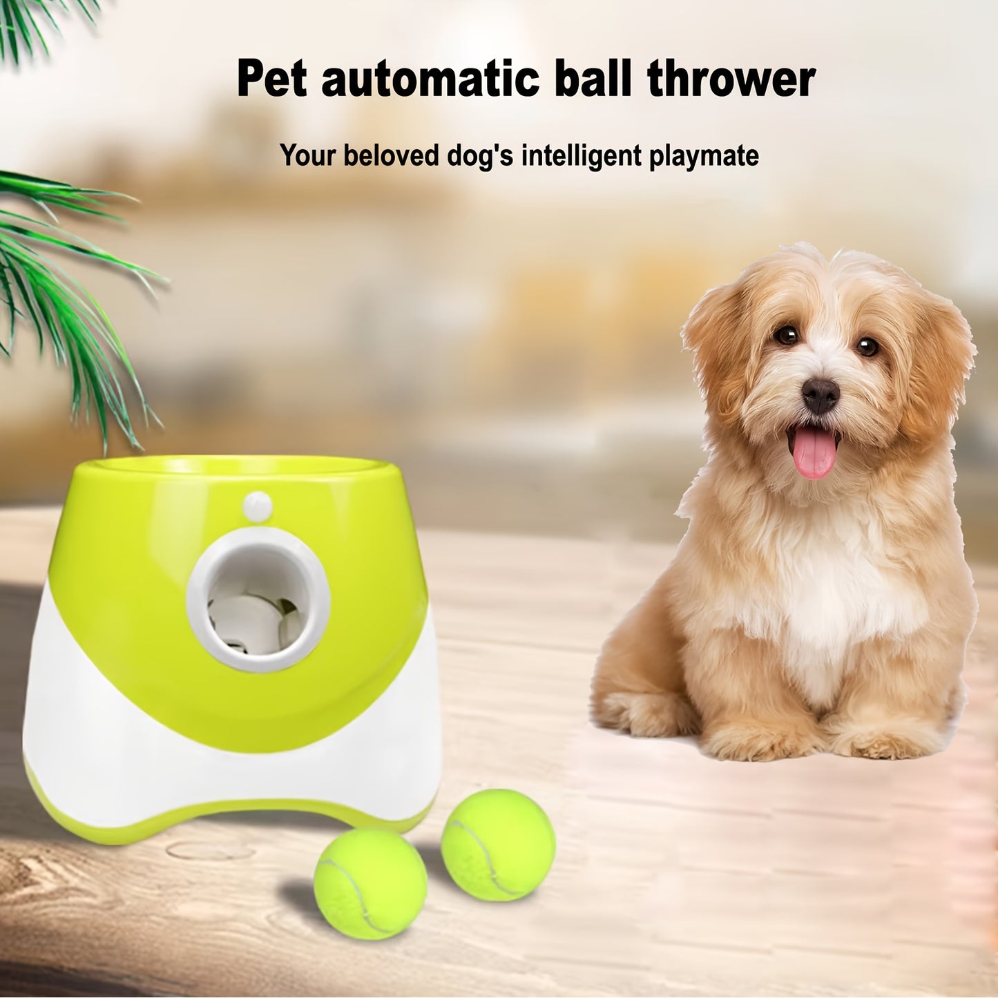 1pc Dog Automatic Ball Launcher, Interactive Fog Slow Feeder Toy Dog Tennis Ball Throwing Machine Mental Stimulation Toys With 3 Tennis Balls