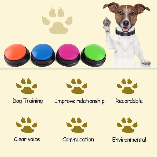 Train Your Dog To Talk With 4 Voice Recording Buttons - No Batteries Required!
