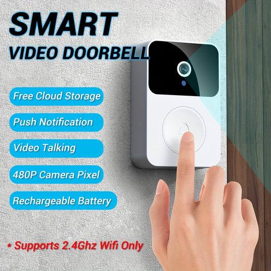 1 Set, Wifi Video Doorbell Rechargeable 480P Camera Pixel Doorbell , APP Supported Video Talk Function Free Cloud Storage