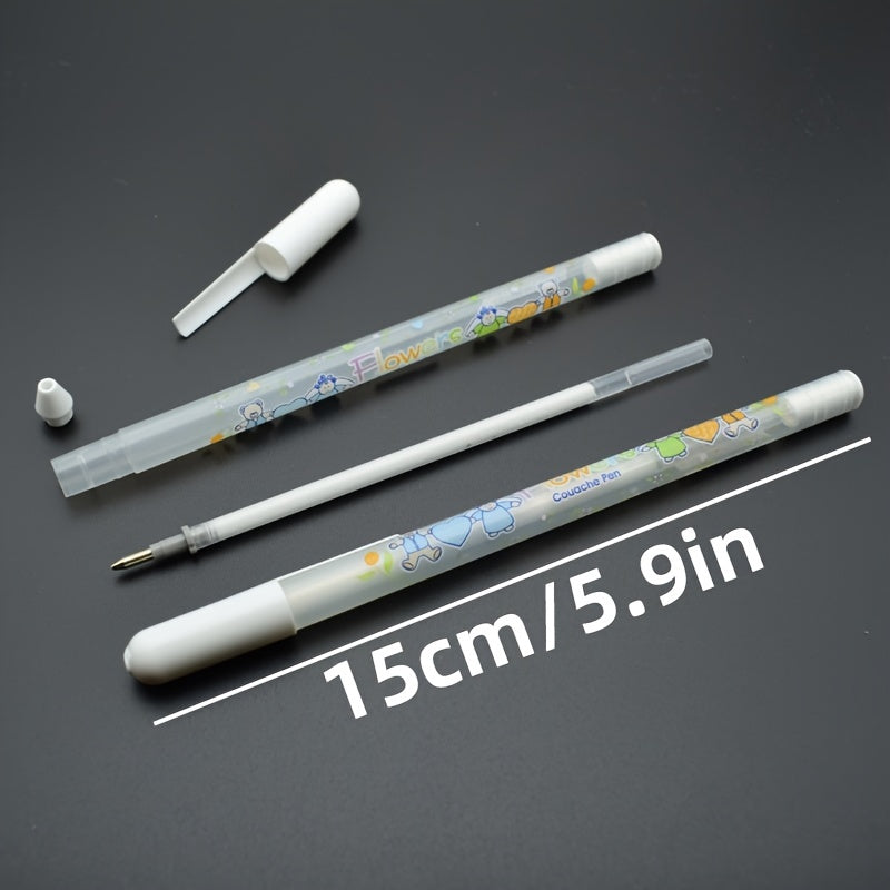 5Pcs White Colored Gel Pens 0.8mm White Ink Marker Ballpen School Stationary Office Supplies