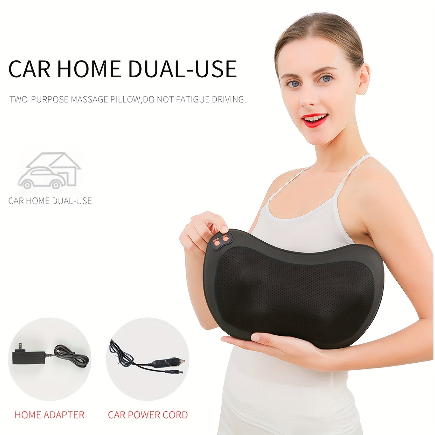 1pc chauffage cou masseur pour le dos et le cou avec des tissus profonds pétrissage, électrique dos Massage oreiller pour soulager les douleurs musculaires, utiliser à la maison voiture bureau