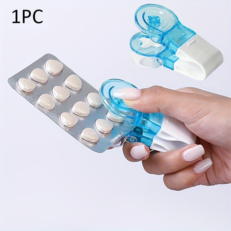 1 unid portátil píldora removedor con caja de la medicina aparatos domésticos, tabletas pastillas blister paquete abridor herramienta ayuda nuevo diseño píldora dispensador