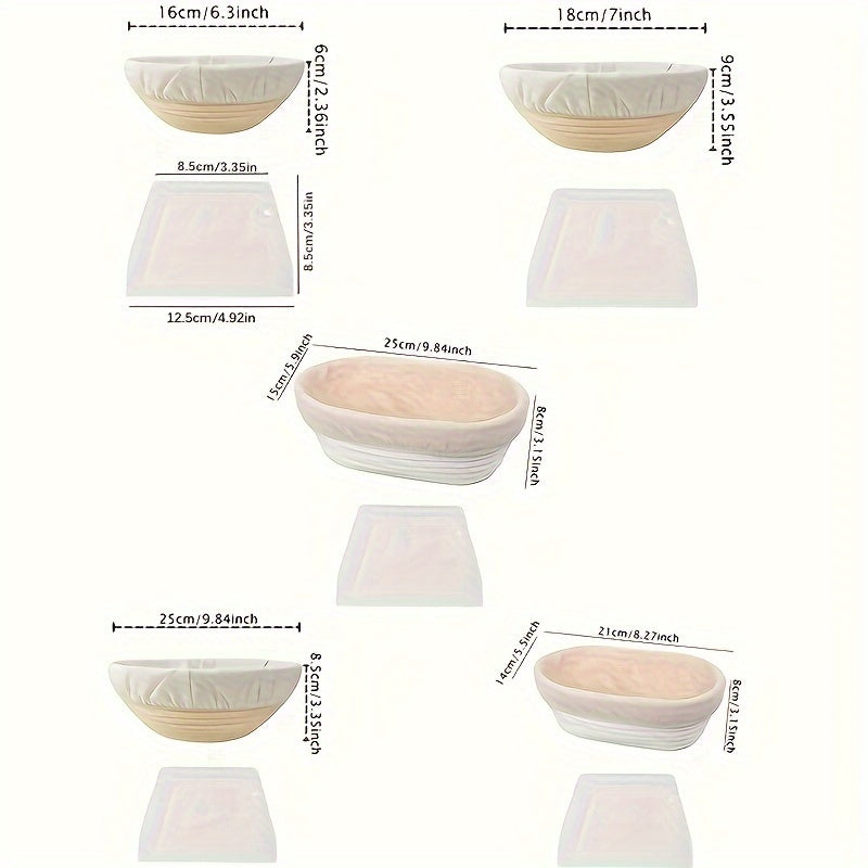 1 juego, cestas de prueba de pan, cesta de masa de pan trenzada de ratán ovalada con \ u002FLiners y raspador de corte, perfecto para hornear pan de masa fermentada profesional y doméstica, accesorios de fermentación y cocina