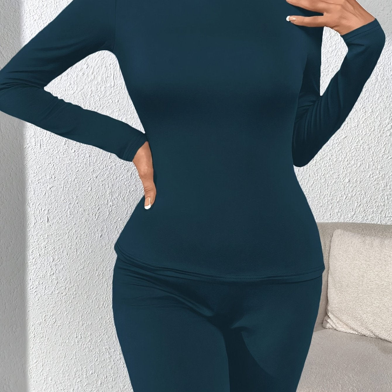 Seamless Thermal Underwear, Soft & Comfortable Long Sleeve Slim Base Top, Women's Lingerie & Sleepwear