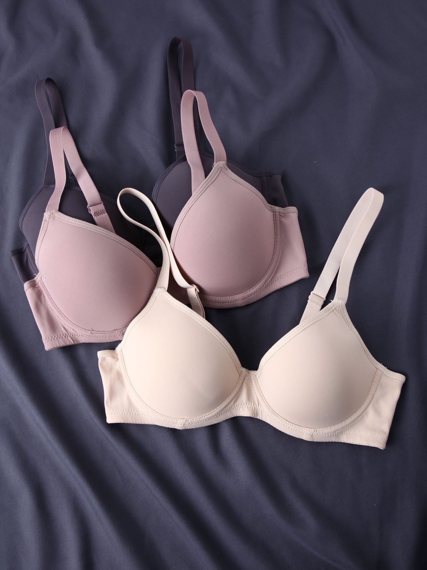 3pcs Simple Solid Seamless Bra, Comfy & Breathable Underwire Push Up Bra, Women's Lingerie & Underwear