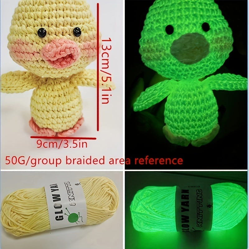 4pcs Glow In The Dark Yarn, 50m\u002Froll DIY Arts Crafts Sewing Supplies For Crocheting