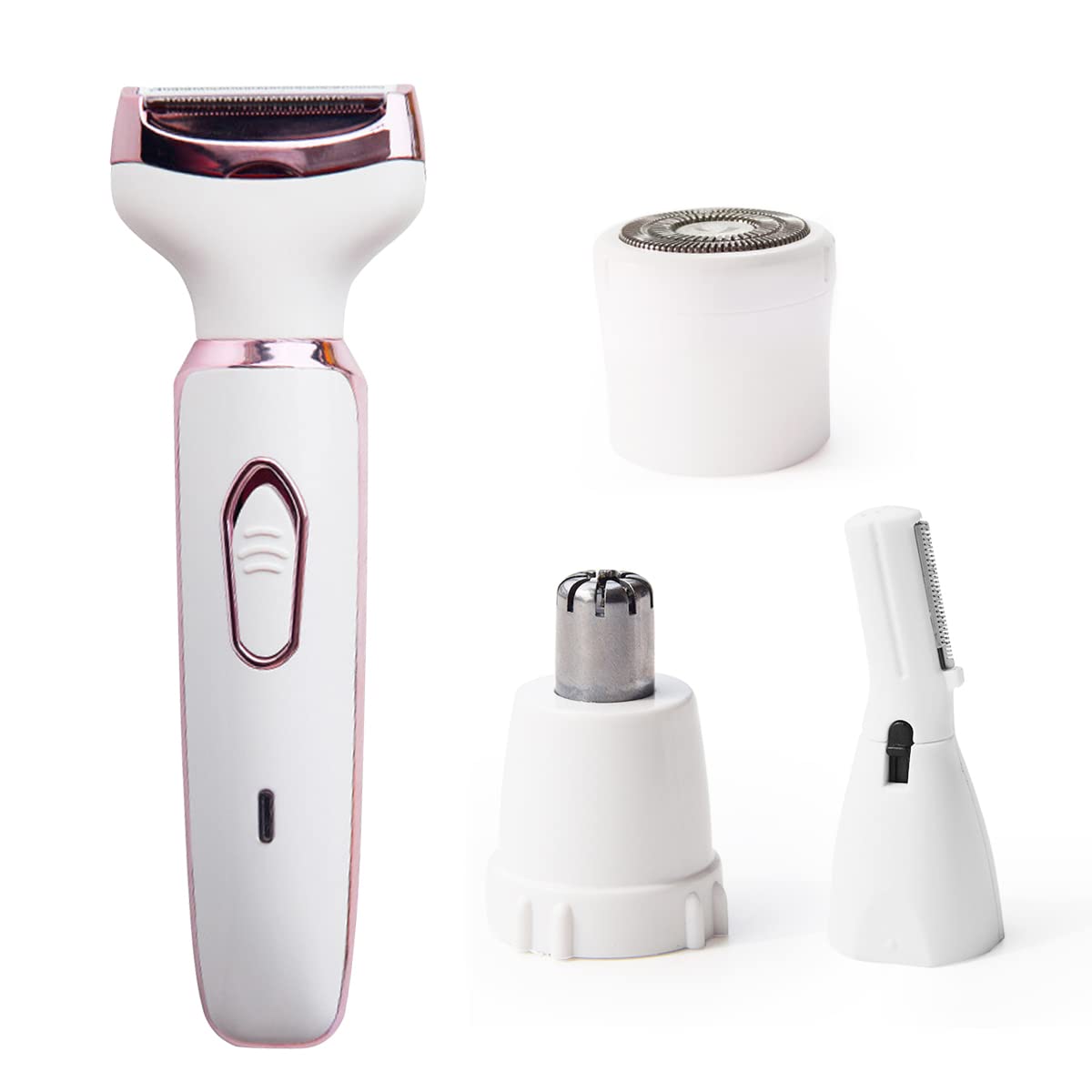 1Set Electric Lady Shaver, Women Razors For Shaving, Cordless 4-in-1 Shaver For Women Face, Legs And Underarm, Portable Bikini Trimmer Wet & Dry Hair Removal, Cordless - Micro USB Rechargeable