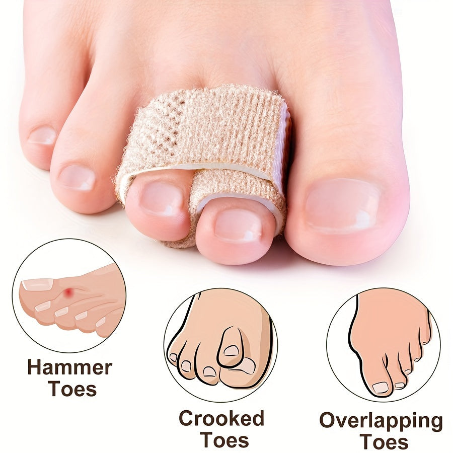 12PCS Reusable Hammer Toe Straightener, Toe Splints Cushions Bandages, For Correcting Crooked & Overlapping Toes Protector