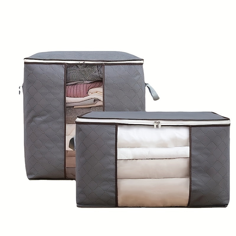 2pcs Extra Large Quilt Storage Bag, Foldable Wardrobe Clothes Storage Bags, Home Blanket Luggage Zipper Organizer Bags