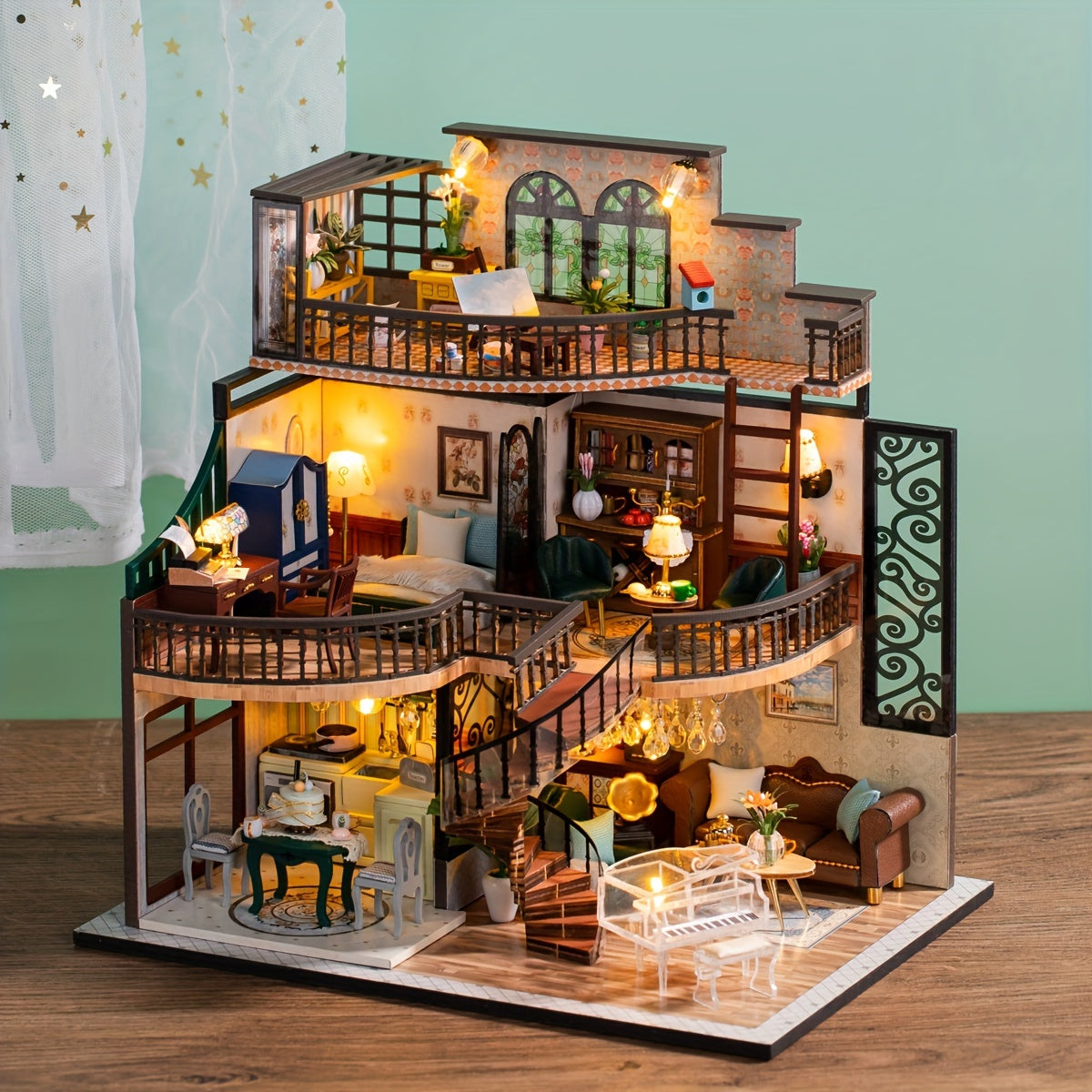 Mini Doll House Kit 3d Three-dimensional Puzzle Diy Handmade Cottage Villa Home Kit Creative Room With Furniture, Model House Assembly,  Mini Toys,Halloween,Christmas Gift, Thanksgiving Day Gift