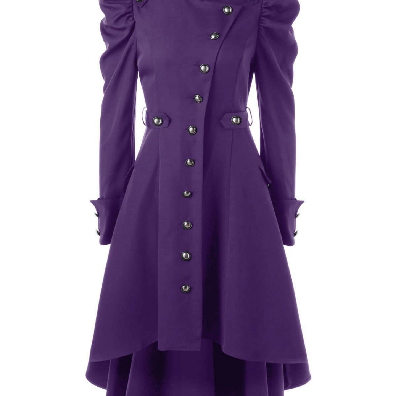 Solid Double Breasted Pea Coat, Belted Buckle Spring Mid-Long Lapel Outerwear, Women's Clothing