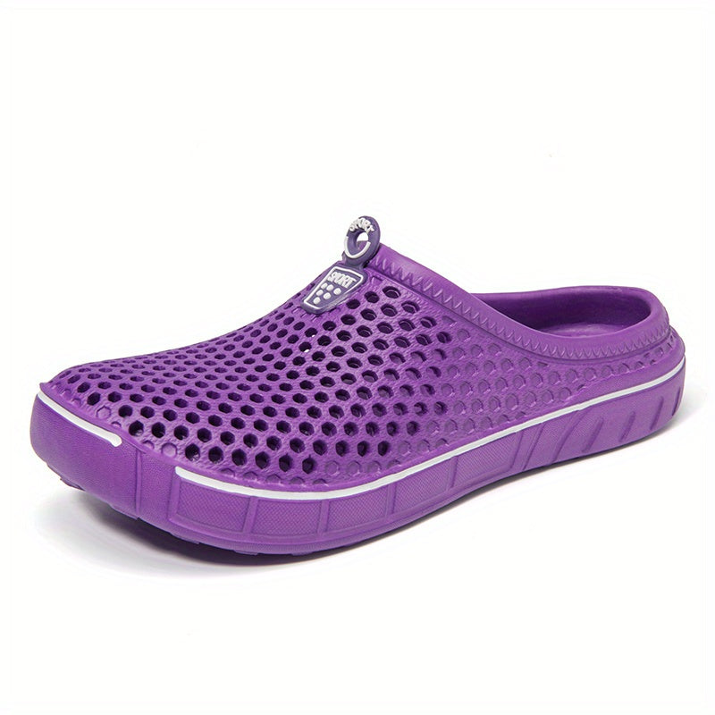 Women's Solid Color Clogs, Round Toe Slip-on EVA Shoes, Women's Casual Slides For Beach