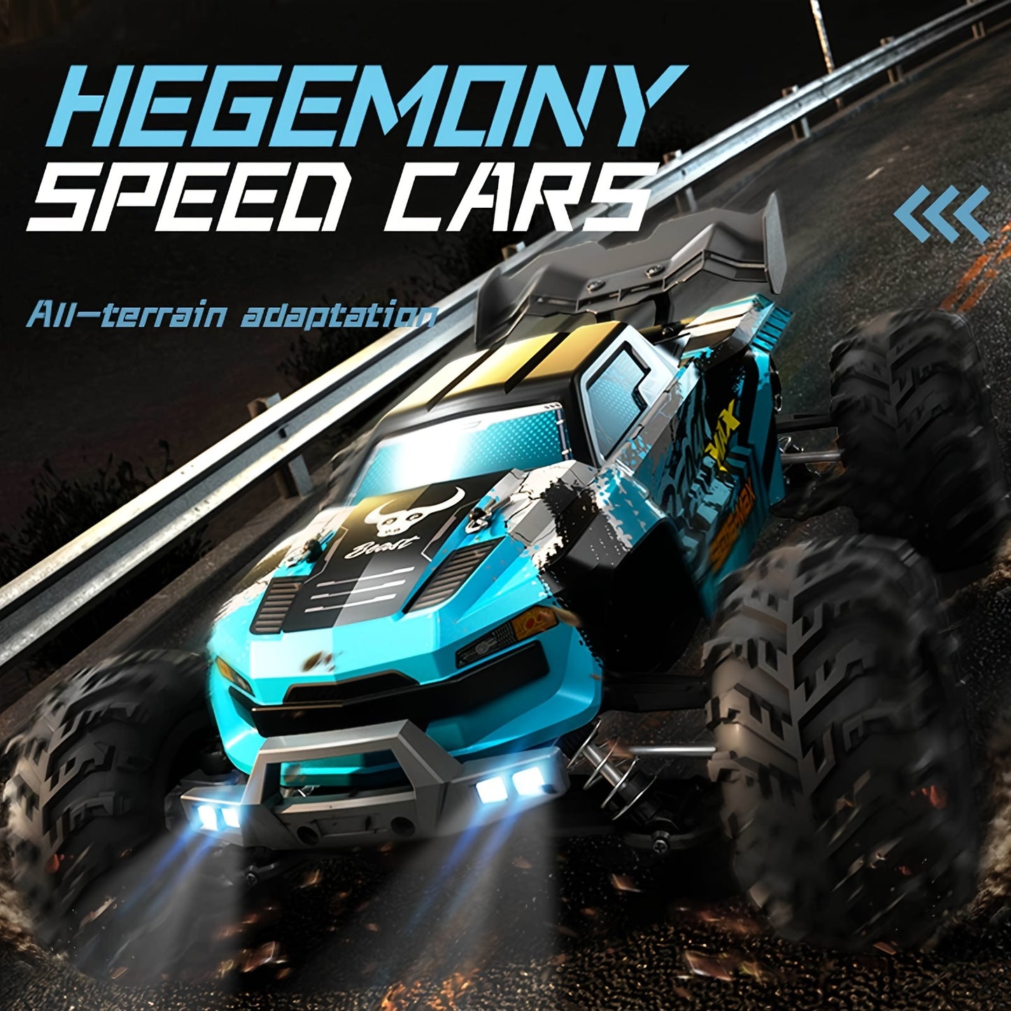 Carros RC rápidos sem escova para todos os terrenos em escala 1:16, caminhão off road 4WD de alta velocidade com modo de luz de 3 LED, 40 minutos de tempo de reprodução, presentes de brinquedos para veículos com volante digital 17G