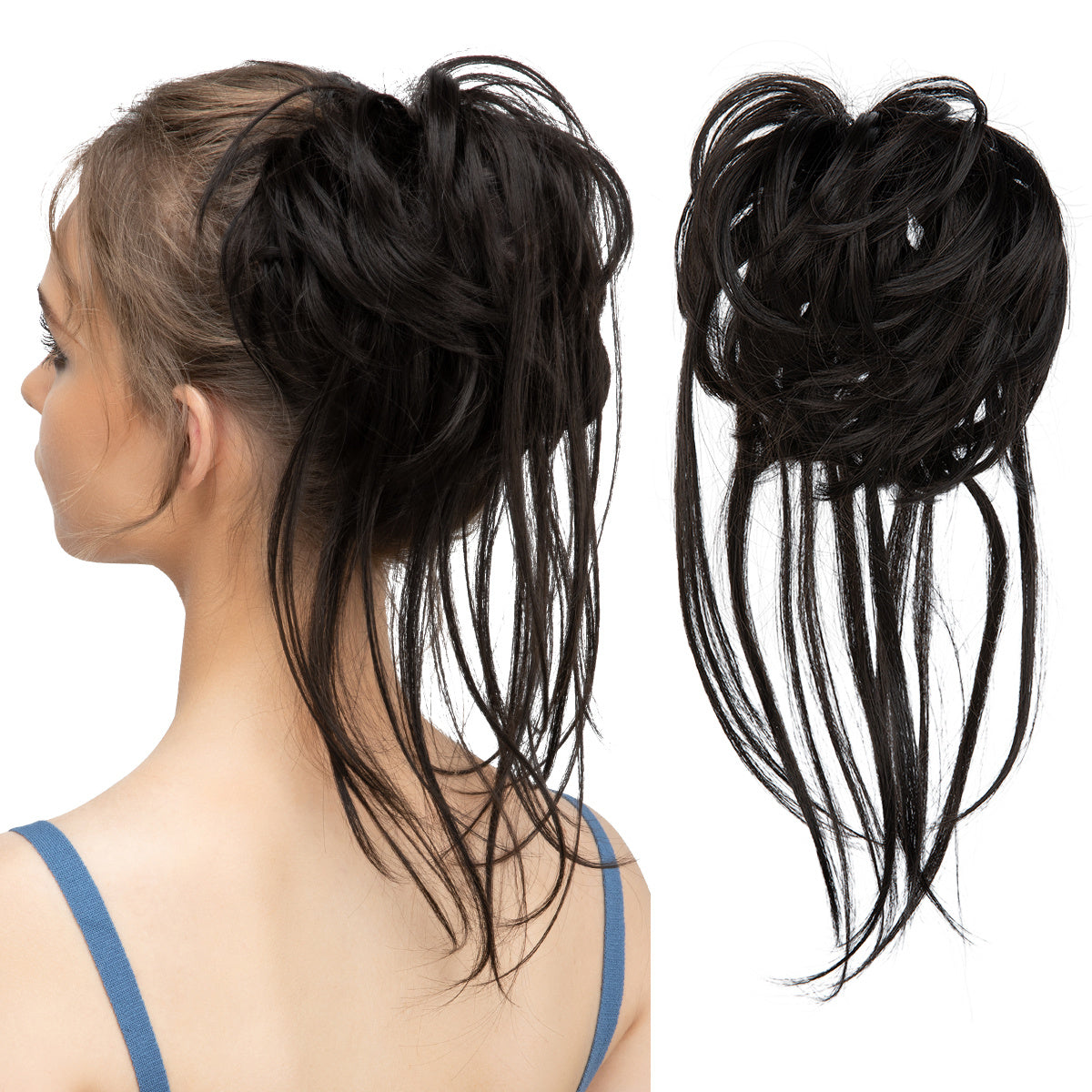 Peça de cabelo bagunçado para mulheres, super longo, desgrenhado, updo, scrunchies, sintético, ondulado, cacheado, extensão de rabo de cavalo, acessórios de cabelo