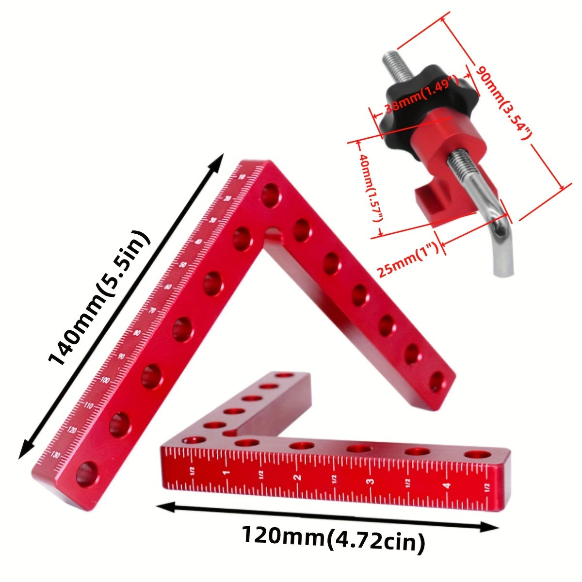 2-Pack 90 &deg; Posicionamiento Cuadrados: Aleación de aluminio L-Type Corner Clamps para cuadros, armarios, cajas y cajones