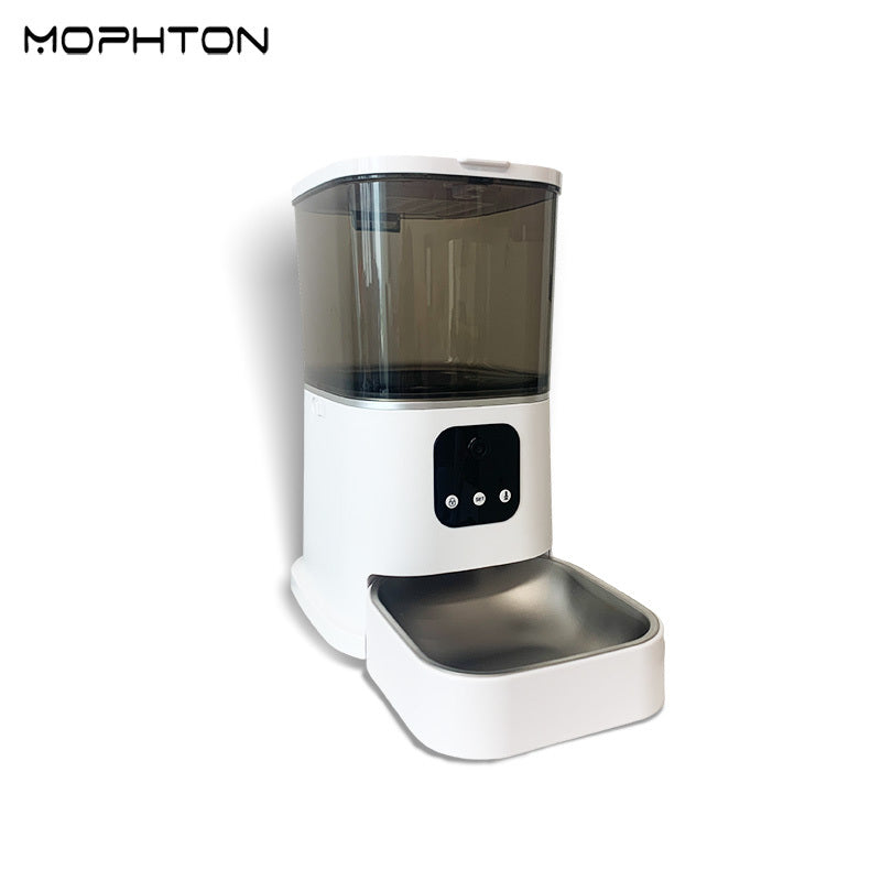 MOPHTON 1.59gal Large Capacity Automatic Dog Food Dispenser, 5G Video Pet Feeder APP Control For Pet Dry Food Feeding, Timer Automatic Dog Feeder With Interactive Voice Recorder Up To 10 Seconds