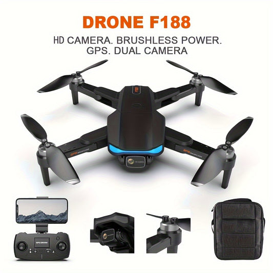 F188 Foldable Drone With Dual HD Cameras, Optical Flow And GPS Modes, Palm Control, 90° Adjustable Lens Angle.Perfect For Beginners Men's Gifts And Halloween ,Thanksgiving Gifts!