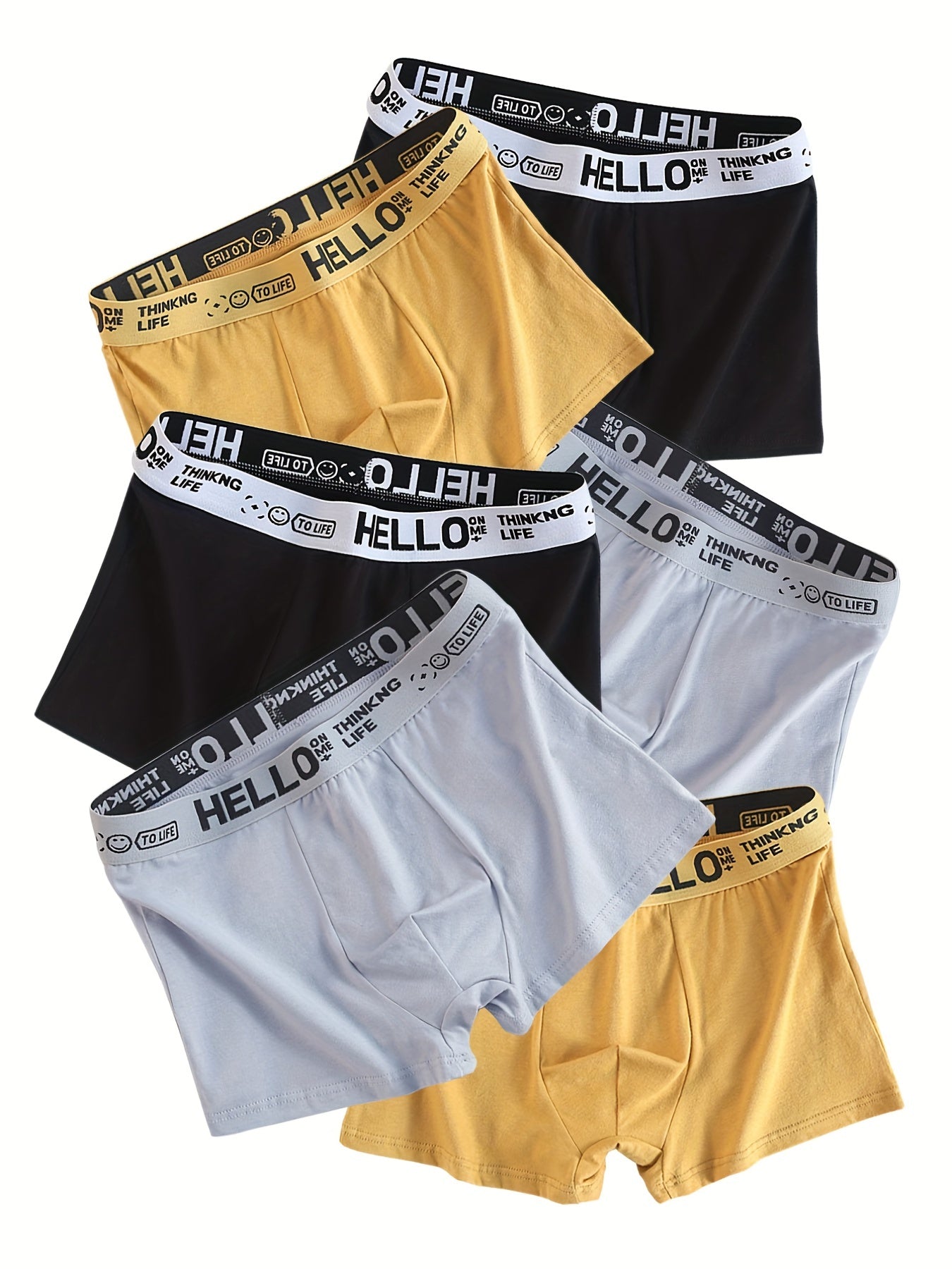 6pcs Calzoncillos boxer elásticos de algodón transpirable para hombres Color sólido Calzoncillos de algodón transpirable Ropa interior