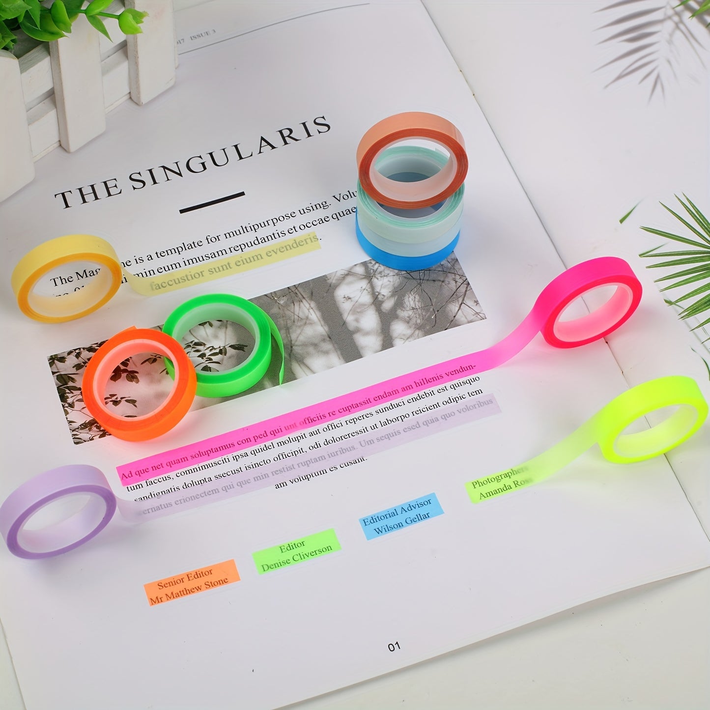 10 Rolls Highlighter Tape, 0.31in X 16.4ft Transparent Highlighter Tape, Removable Highlighter Tape For Student Teachers To Take Notes For Reading In The Classroom Home Office(10 Colors)