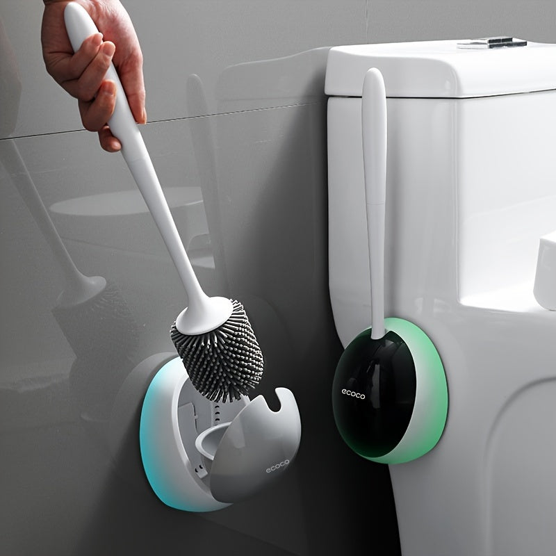 1pc Wall-Mounted Silicone Toilet Brush - No Dead Corners, Effortless Toilet Cleaning!