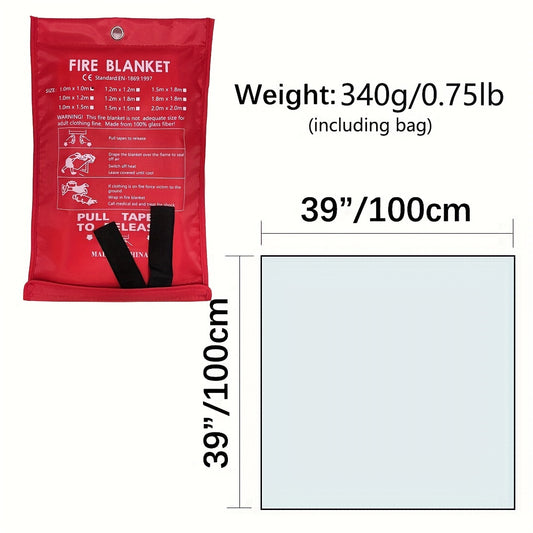 2 Packs Fire Blanket 39''×39'' Fiberglass Emergency Fireproof Gear, Flame Retardant Protection For Home, Kitchen, Camping, Hiking