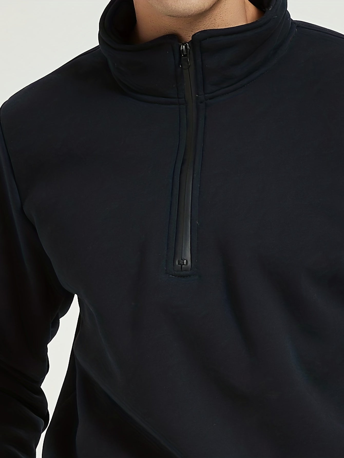 Sudadera con cuello de banda para hombre de talla grande con cremallera para deportes\u002al aire libre, jersey de moda de gran tamaño para otoño\u002Finvierno, ropa de hombre