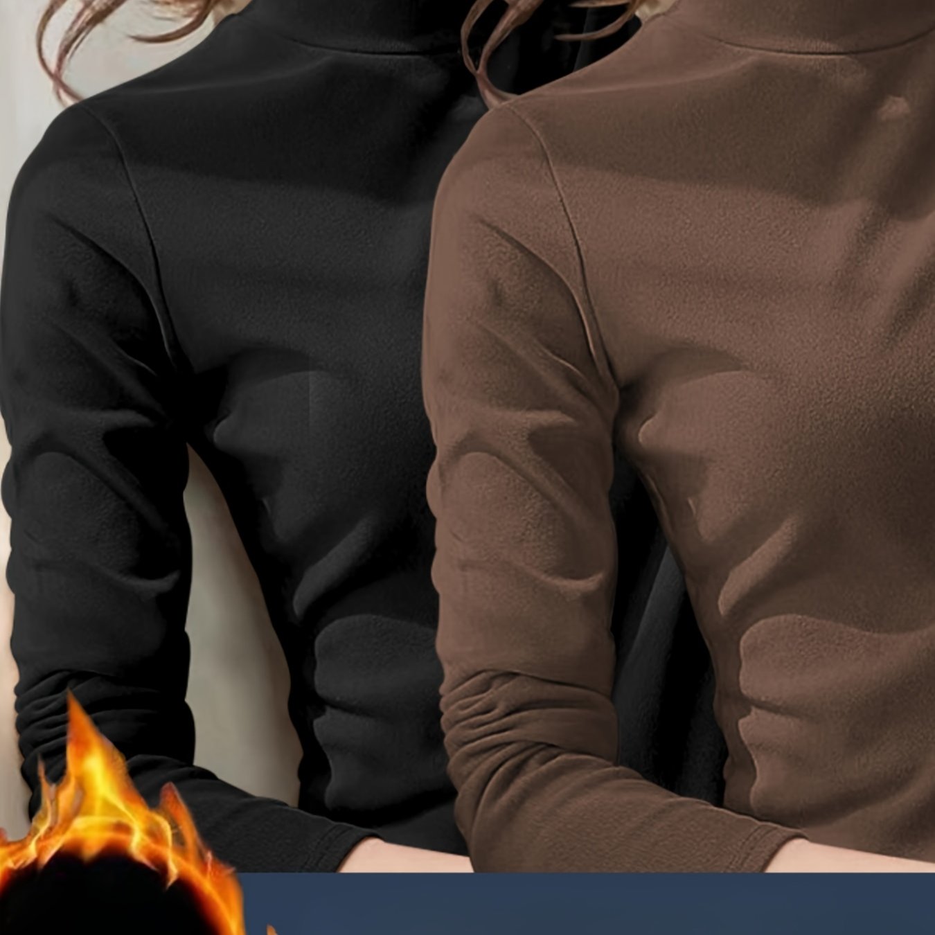 2pcs Mock Neck Thermal Underwear, Soft & Comfortable Long Sleeve Base Top, Women's Lingerie & Sleepwear