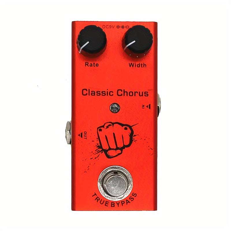 Pedal de guitarra elétrica tamanho mini, efeitos de coro clássico, true bypass dist rate largura com fonte de alimentação dc 9v vermelho