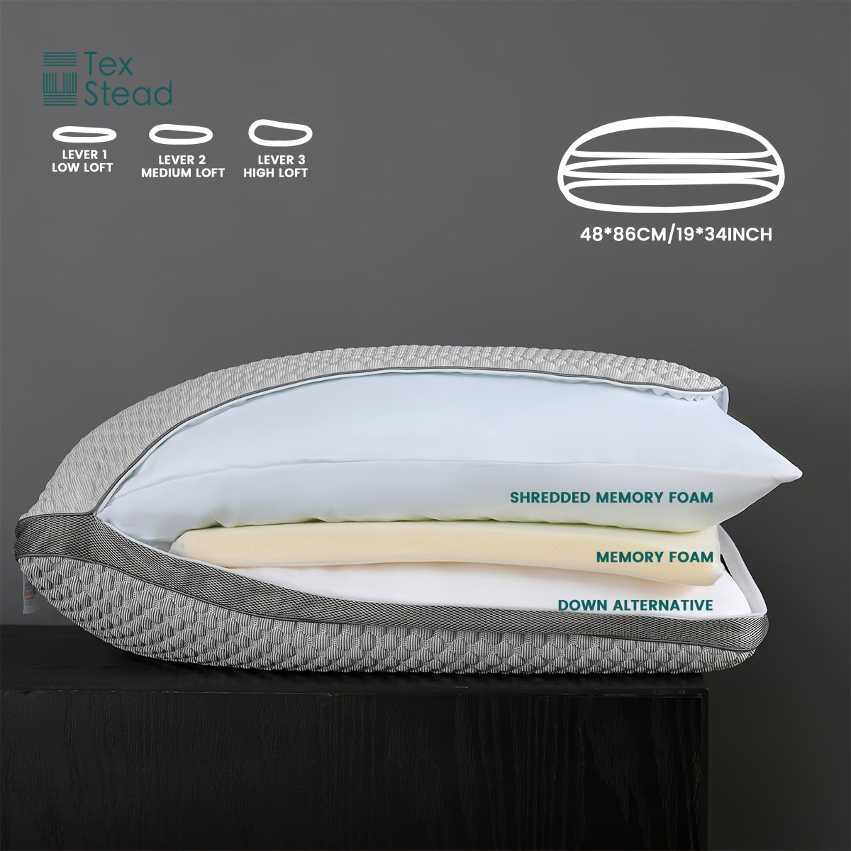 1pc Adjustable Layer Pillows For Sleeping, Cooling, Luxury Pillows For Back, Stomach Or Side Sleepers