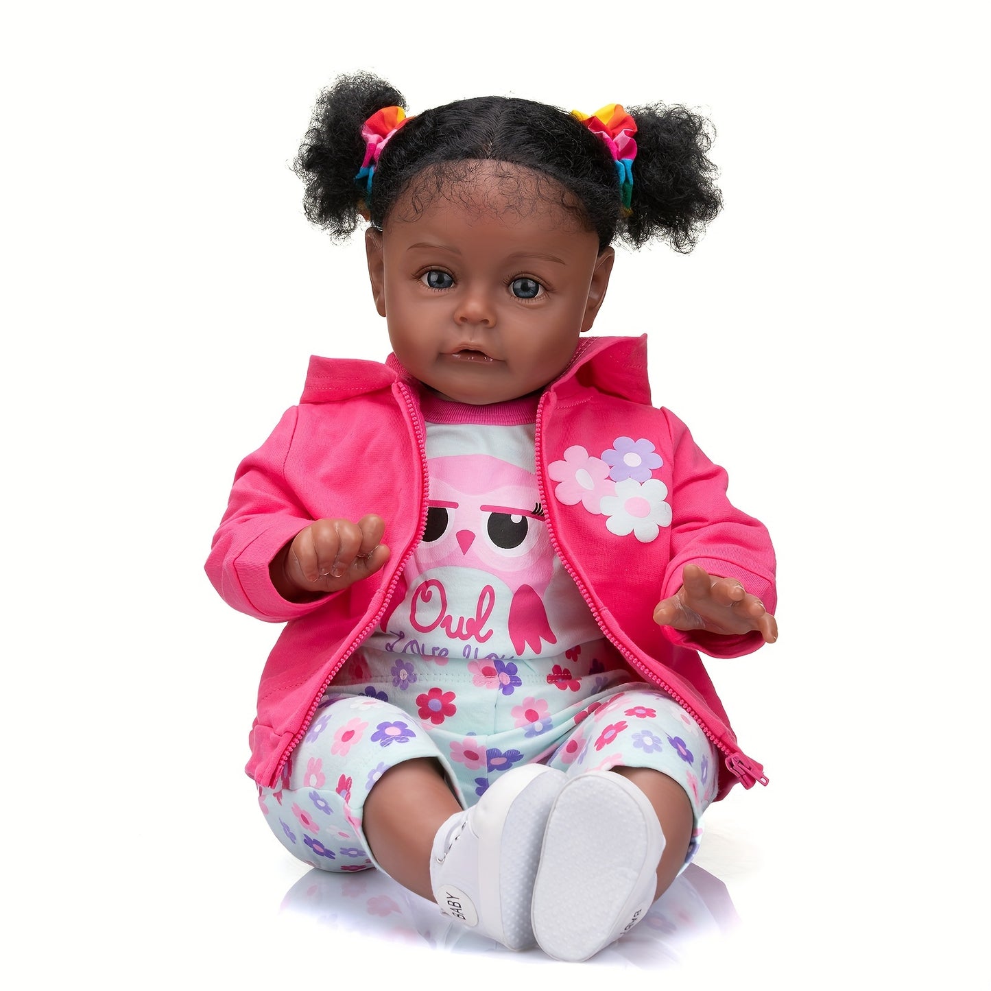 High Quality Hand Painted 24 Dark Brown Reborn Toddler Doll With Soft Cloth Body And Rooted Hair , Halloween\u002FThanksgiving Day\u002FChristmas Gift