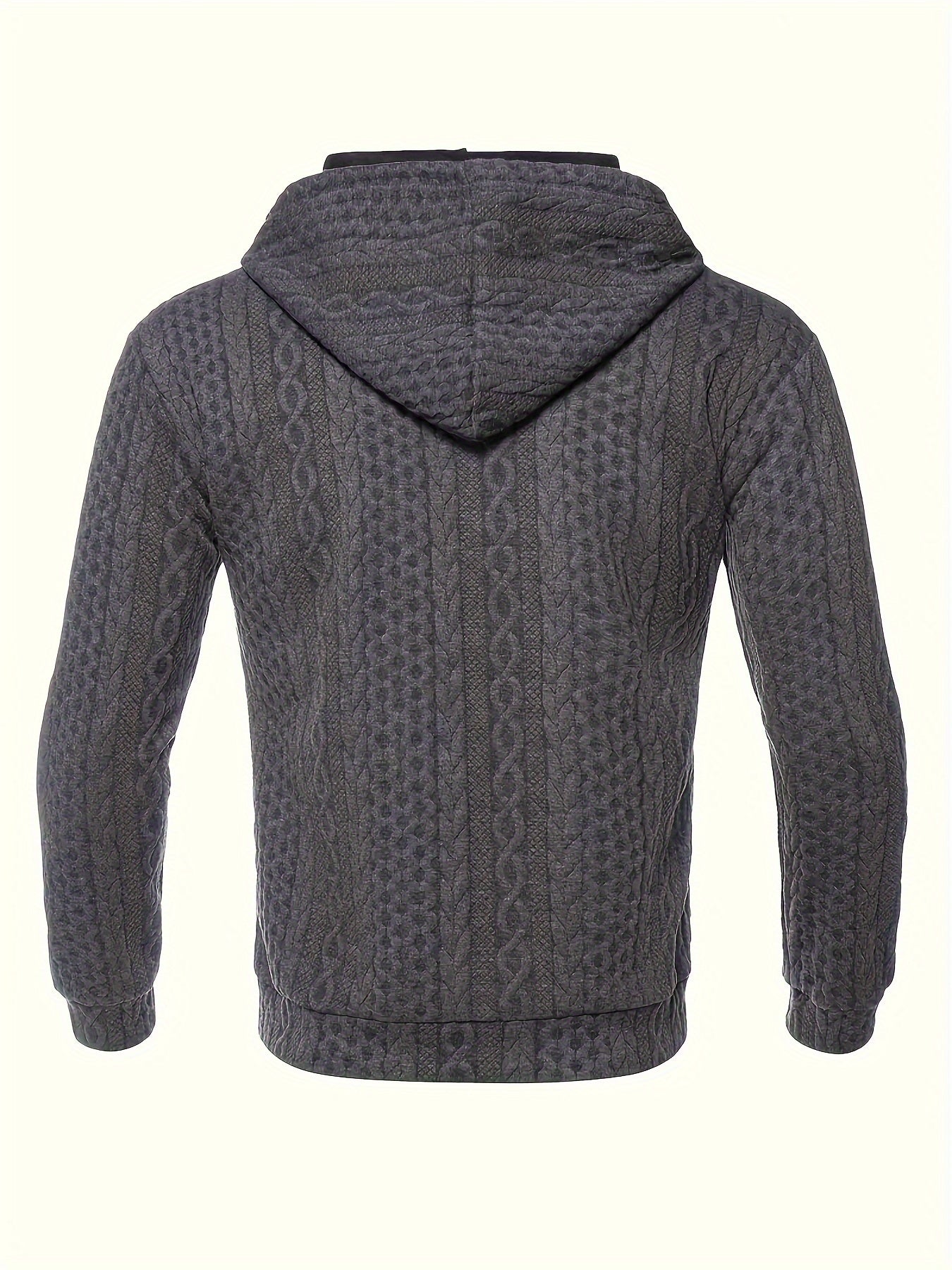 Más tamaño sólido jacquard Sudaderas moda casual chaqueta con capucha para Otoño Invierno, ropa de los hombres