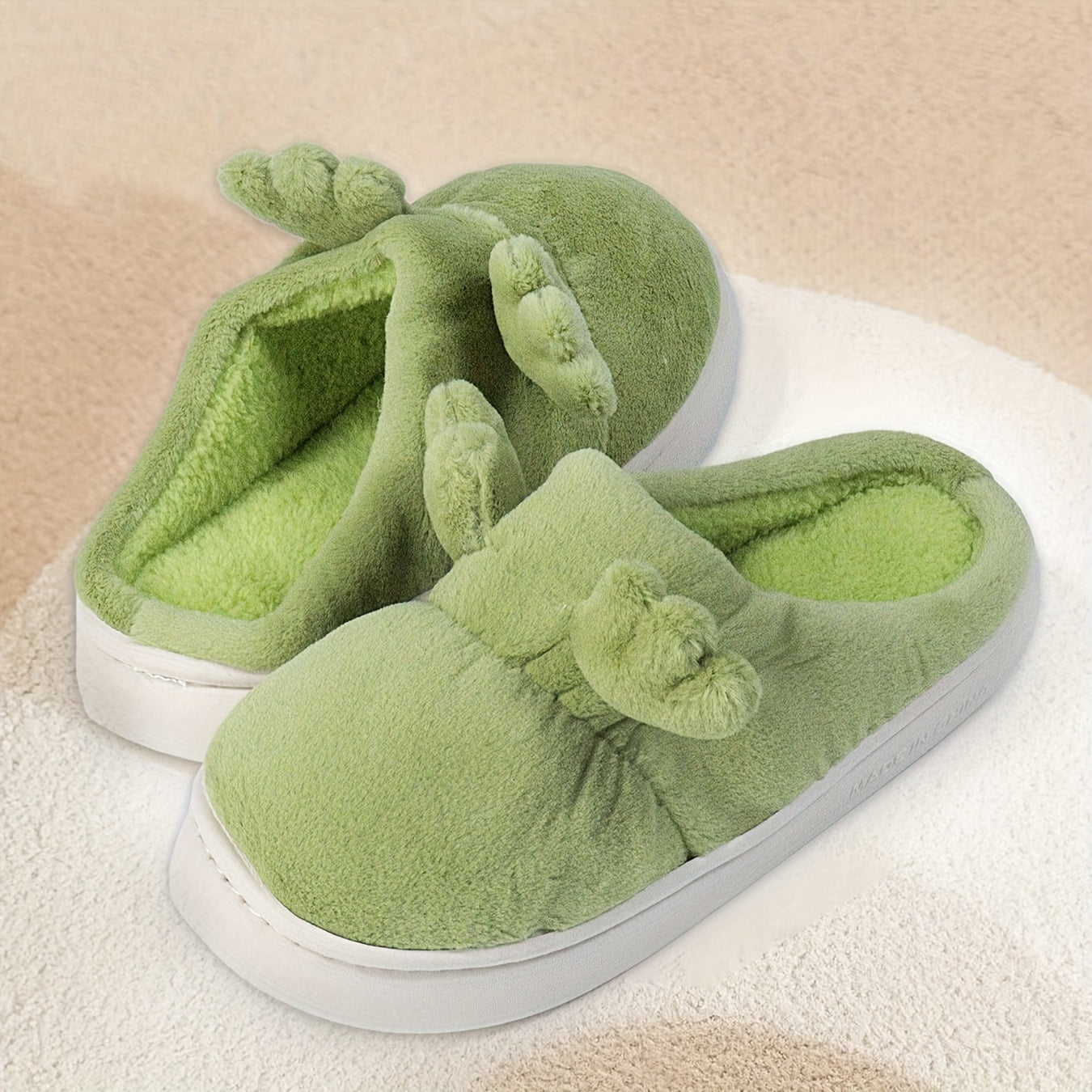 Cute Cartoon Design Slippers, Casual Slip On Plush Lined Shoes, Comfortable Indoor Home Slippers