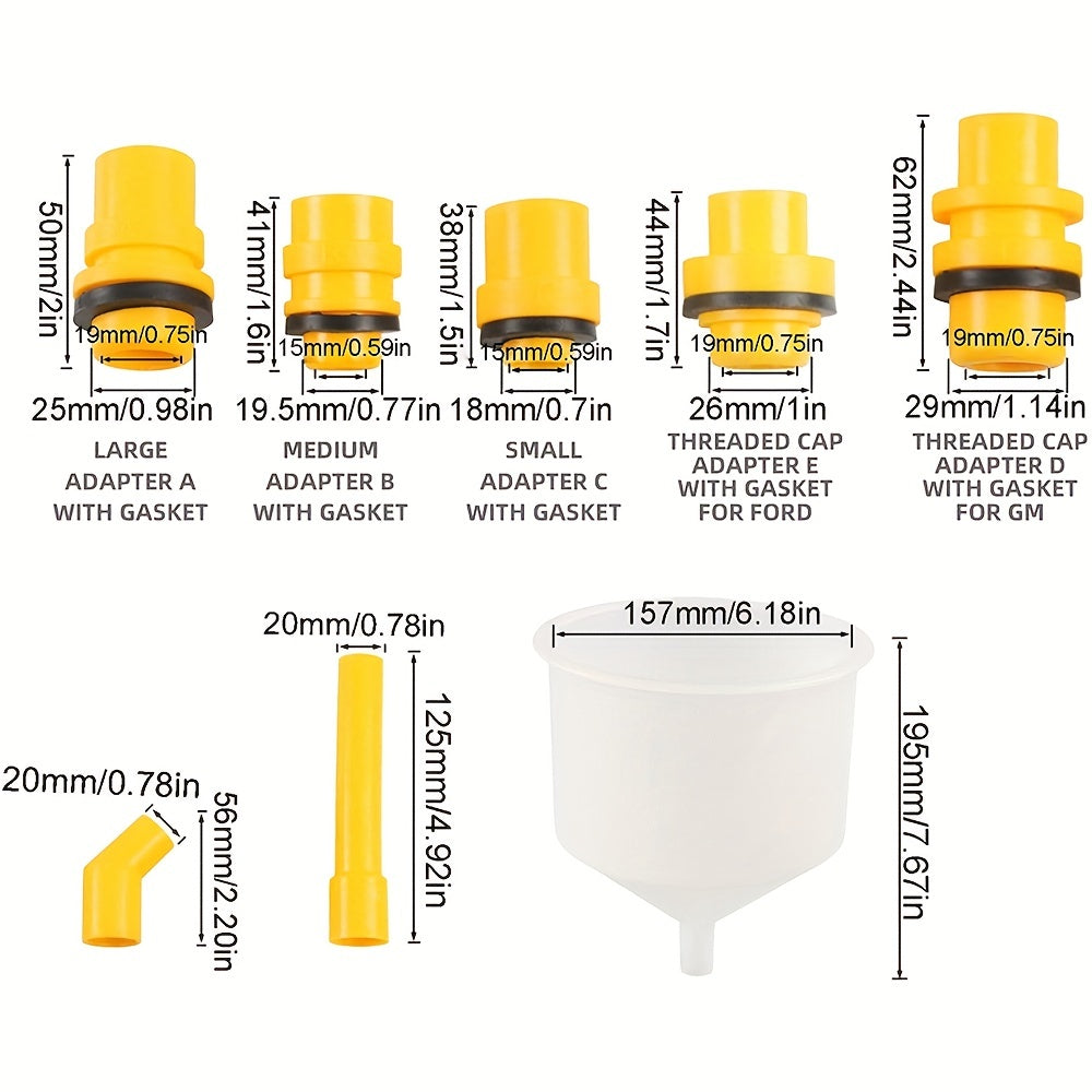 15pcs Spill Proof Radiator Coolant Filling Funnel Kit